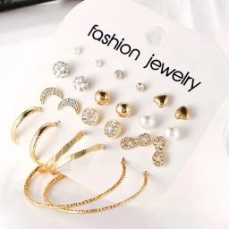 jewels galaxy Set of 12 Gold-Plated Stud Earrings image 1