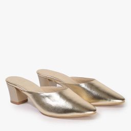 five by inc.5 Metallic Pointed-Toe Block Heels image 1