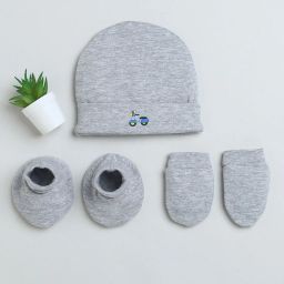 bumzee Graphic Print Cap & Mittens Set with Booties image 1