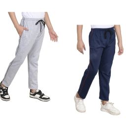 indiweaves Pack of 2 Boys High-Rise Track Pants with Elasticated Drawstring Waist image 1