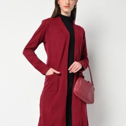 w Open-Front Longline Shrug with Patch Pockets image 1