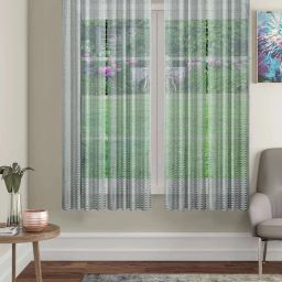 cortina eyelet curtain Set of 4 Polyester Sheer Window Net Curtains image 1