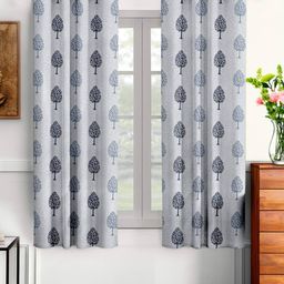 cortina eyelet curtain Set of 2 Tree Printed Window Curtains image 1