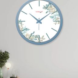 random Leaf Pattern Tic-Toc Round Wall Clock image 1