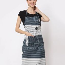 arrabi Striped Apron with Patch Pocket image 1
