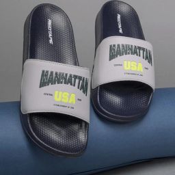 red tape Men Typographic Print Round-Toe Slides image 1