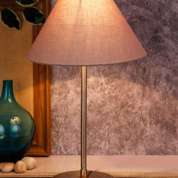 devansh Cotton Shade Table Lamp with Steel Base image 1