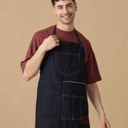 temple of denim Coton Apron with Adjustable Strap & Patch Pockets image 1