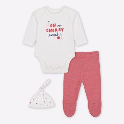 mothercare Typographic Print T-shirt with Pants & Bennie image 1
