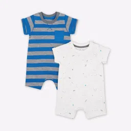 mothercare Pack of 2 Rompers with Patch Pocket image 1