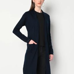 w Open-Front Longline Shrug with Patch Pockets image 1