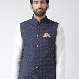 kisah Geometric Print Nehru Jacket with Insert Pocket image 1