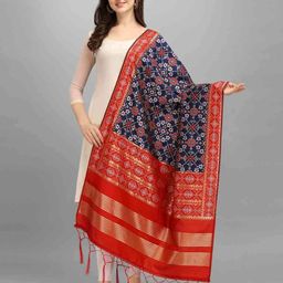 griva designer Geometric Print Dupatta with Tassels image 1