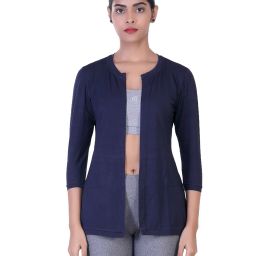 laasa Solid Open-Front Long Shrug image 1