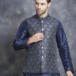 jompers Men Regular Fit Nehru Jacket with Button Closure image 1