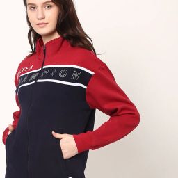 alcis Colourblock Slim Fit Zip-Front Track Jacket with Typography image 1