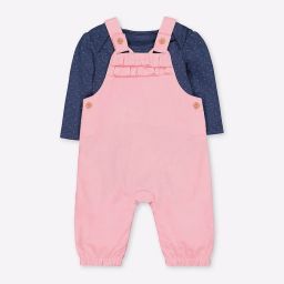 mothercare Corduroy Dungarees with Dot Print Bodysuit image 1