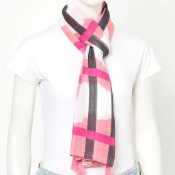 fig Abstract Print Scarf with Tassels image 1