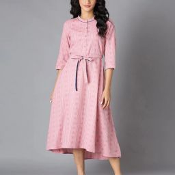 aurelia Geometric Pattern A Line Dress with Belt image 1