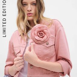 gap LoveShackFancy Denim Jacket With Patch Pockets And Cuffed Sleeves image 1