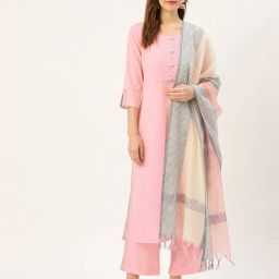 jaipur kurti Textured Straight Kurta Set with Dupatta image 1