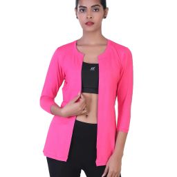 laasa Solid Open-Front Long Shrug image 1