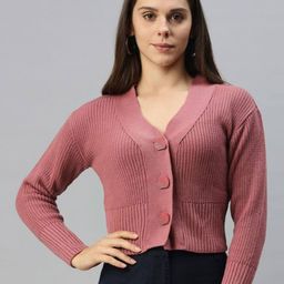 campus sutra Button Down V-neck Cardigan image 1