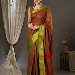 ri-wah Striped Saree with Contrast Border image 1