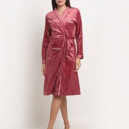arrabi Waist Tie-Up Belt Bath Robe with Patch Pockets image 1