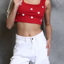 Shein Sleeveless Novelty Print Crop Fitted Tank Top-image-17