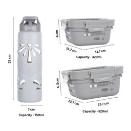 glasafe Set of 3 Tiffin Boxes with Clear Grip Bottle image 2