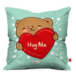 indigifts Hug Me in Heart Print Cushion 12" x 12" image 2
