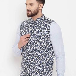 even Floral Print Nehru Jacket with Insert Pockets image 2