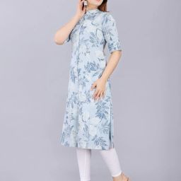 mintmarie Leaf Print Button-Down A-Line Kurta image 2