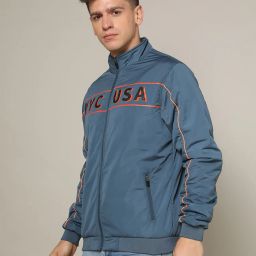 the indian garage co Typographic Print Zip-Front Biker Jacket image 2