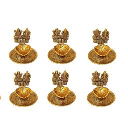 international gift Gold-Plated Laxmi Ganesh Saraswati Charan Paduka Box with Diyas image 2