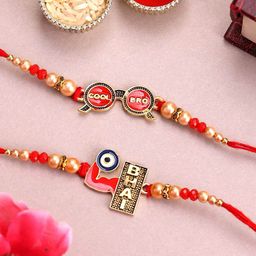 panash Men Set of 2 Thread Rakhis with Printed Mugs & Roli Chawal image 2