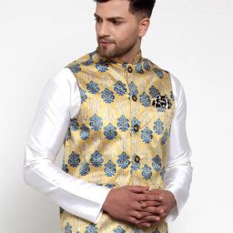 jompers Floral Print Nehru jacket with Button Closure image 2