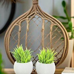 akaar Set of 2 Ribbed Pots with Artificial Fern Plants image 2