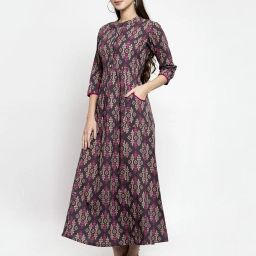 indibelle Block Print A-line Kurta with Insert Pockets image 2