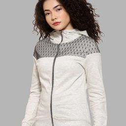 campus sutra Zip-Front Hoodie with Net Yoke image 2