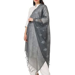 a r silk dupatta hub Embroidered Dupatta with Tassels image 2