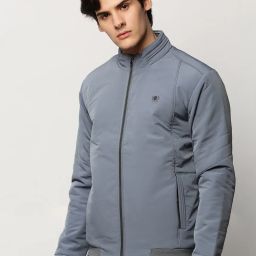 showoff Slim Fit Bomber Jacket with Insert Pockets image 2