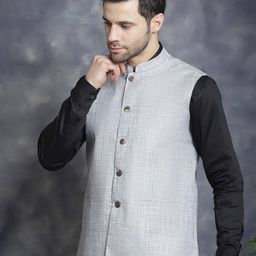 jompers Men Regular Fit Nehru Jacket with Button Closure image 2