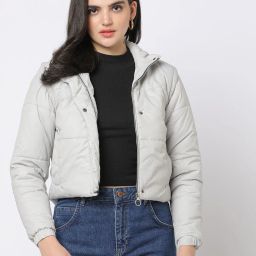 freehand Zip-Front Crop Puffer Jacket with Insert Pockets image 2