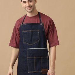 temple of denim Coton Apron with Adjustable Strap & Patch Pockets image 2