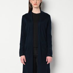 w Open-Front Longline Shrug with Patch Pockets image 2