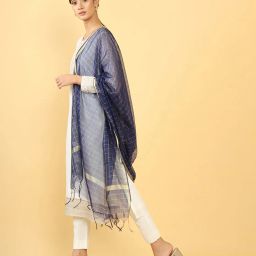 soch Checked Dupatta with Tassels image 2