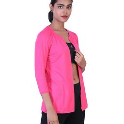 laasa Solid Open-Front Long Shrug image 2