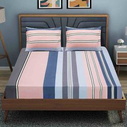 good homes Geometric Print 144 TC Double Fully Fitted Bed Sheet with 2 Pillow Covers image 2